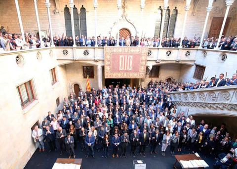 Un dels moments de l'acte, a la Galeria Gòtica del Palau de la Generalitat. Font: ACM.