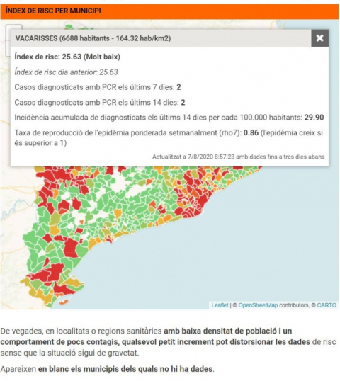 Índex de risc per municipi.