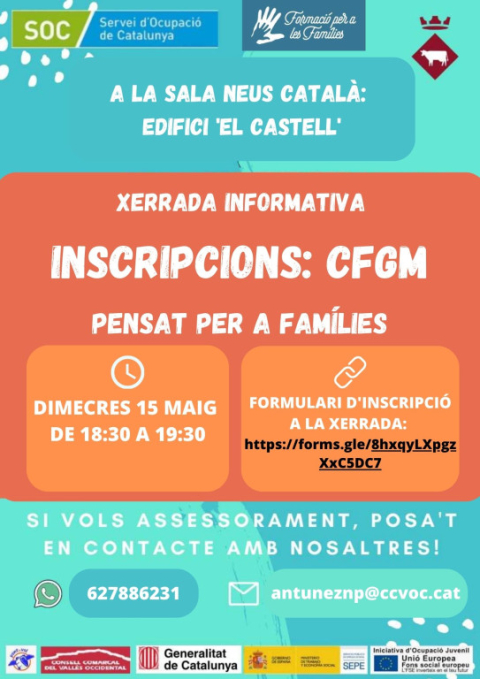 Xerrada informativa sobre inscripcions CFGM i PFI