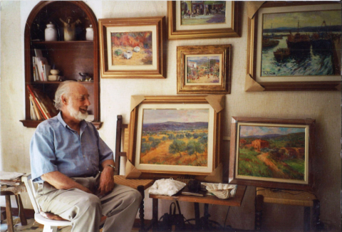 Joan Soler amb la seva obra.