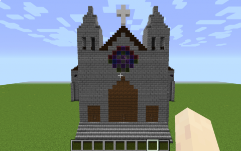 Catedral gòtica dissenyada amb el programa Minecraft.
