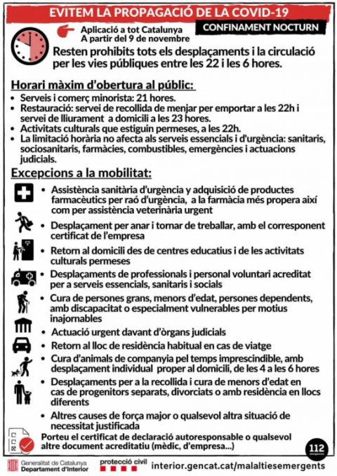 Restriccions mobilitat nocturna.