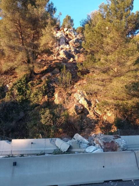 La zona de la C-58 afectada pel despreniment.