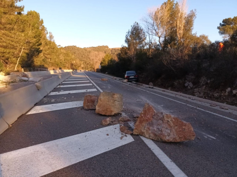 La zona de la C-58 afectada pel despreniment.